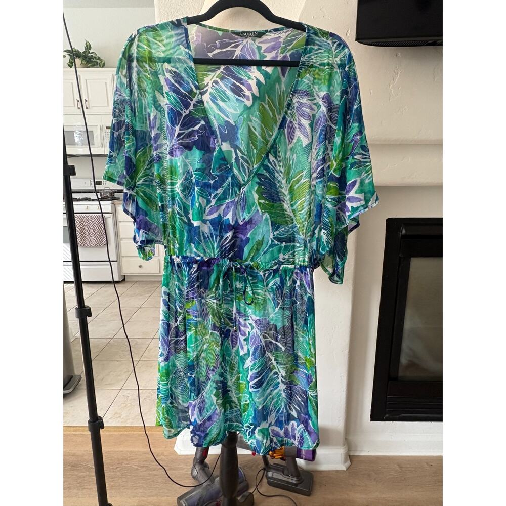 Lauren Ralph Lauren Cartago Palms Printed Caftan Swim Cover-Up Small 2-8